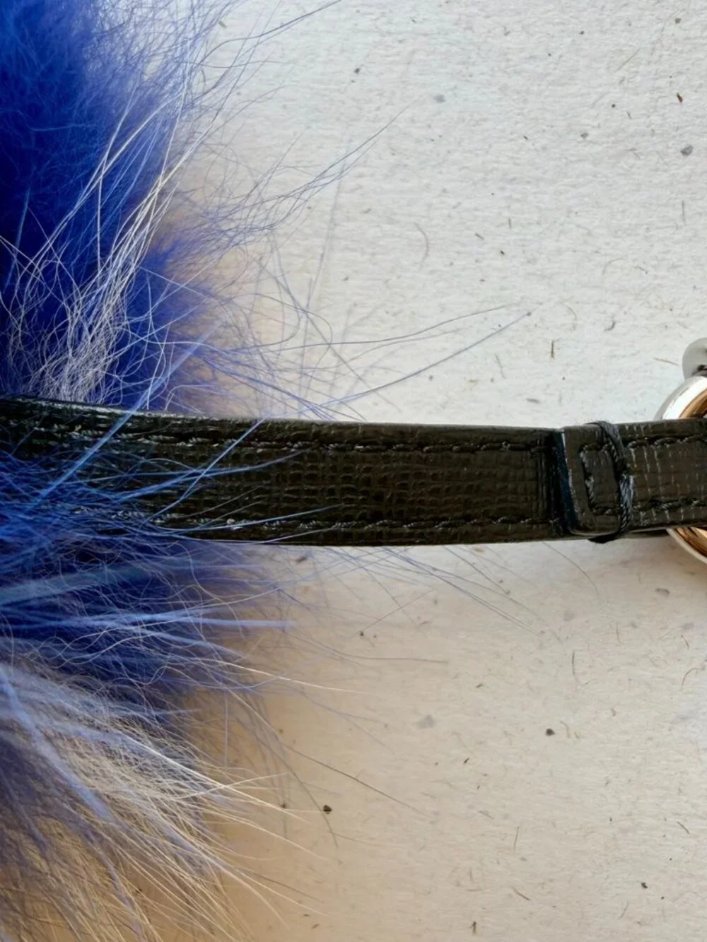 Fendi Blue White Fox Fur Pom Pom Bag Charm